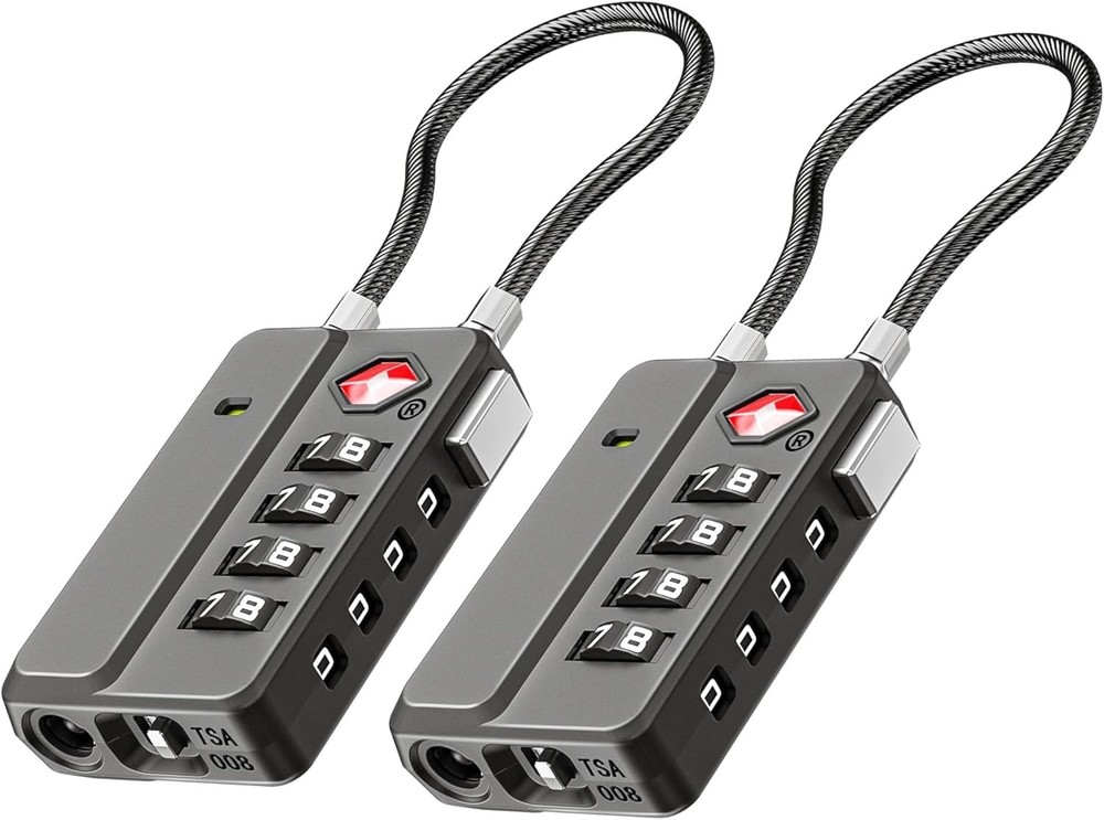 LUGGEX TSA Approved Luggage Locks, 4-Digit Combination Lock 2 Pack, Black