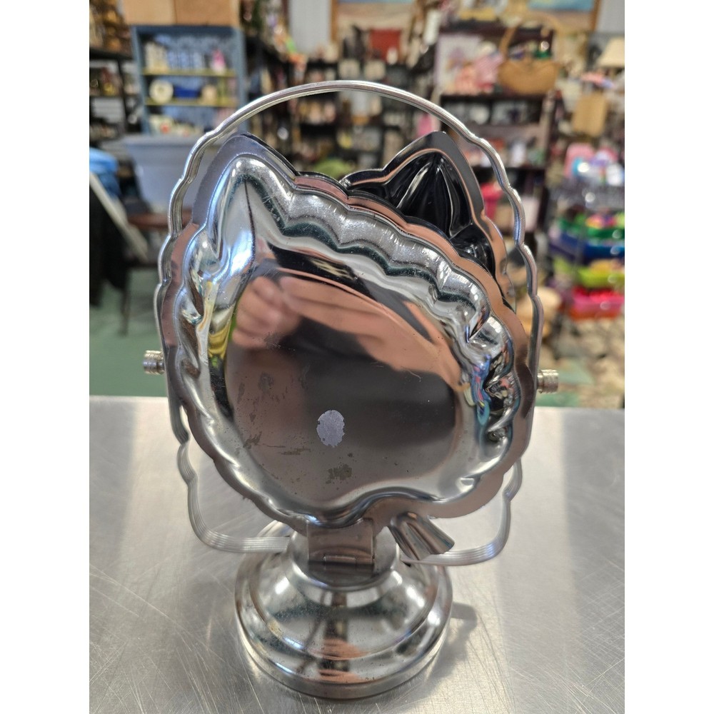 Tiered Serving Tray Chrome Color Leaf Shaped Candy Nut Dish Buffet Server