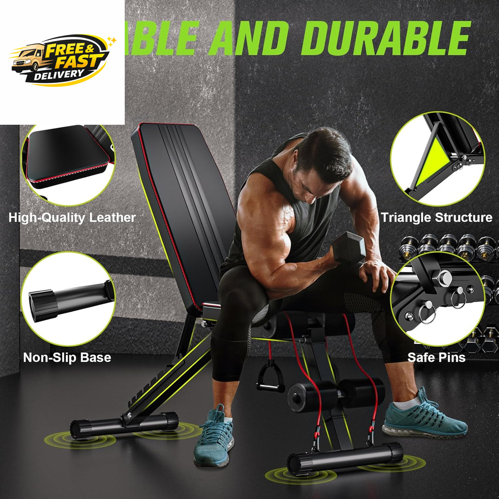 Adjustable Folding Weight Bench for Home Gym, 660 Lbs Capacity Multi-Functional