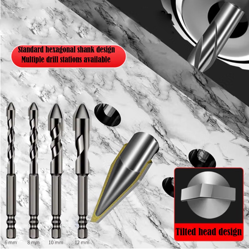 4pcs High-Strength Eccentric Twist Drill Bit, Oblique Head Eccentric Drill Bit
