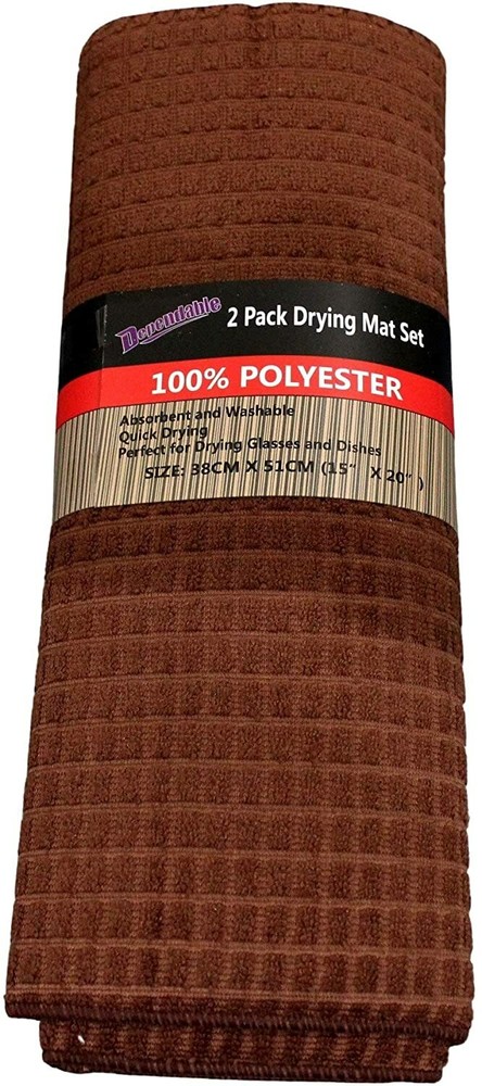 2 Pack Microfiber Dish Drying Mat Pad Kitchen Counter Reversible Super Absorbent