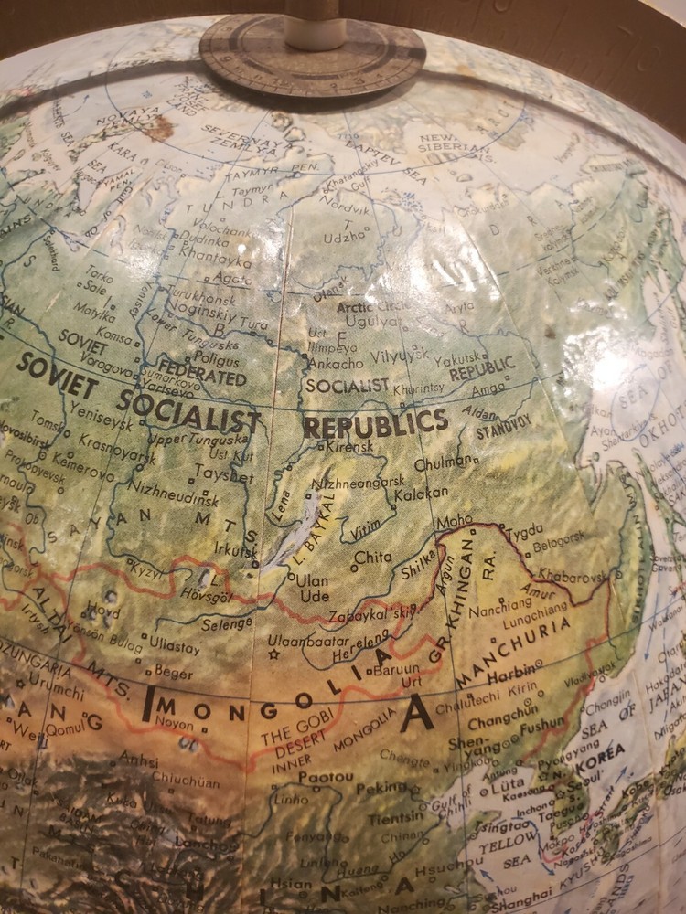 Vintage USSR Replogle 12” Diameter Globe w/ Rotating Axis