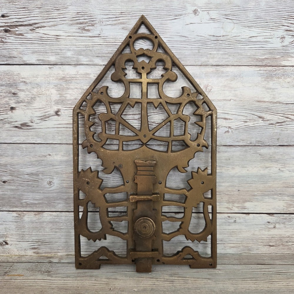 Vintage Ornate Solid Brass Surface Bolt Door Latch Lock Missing Catch