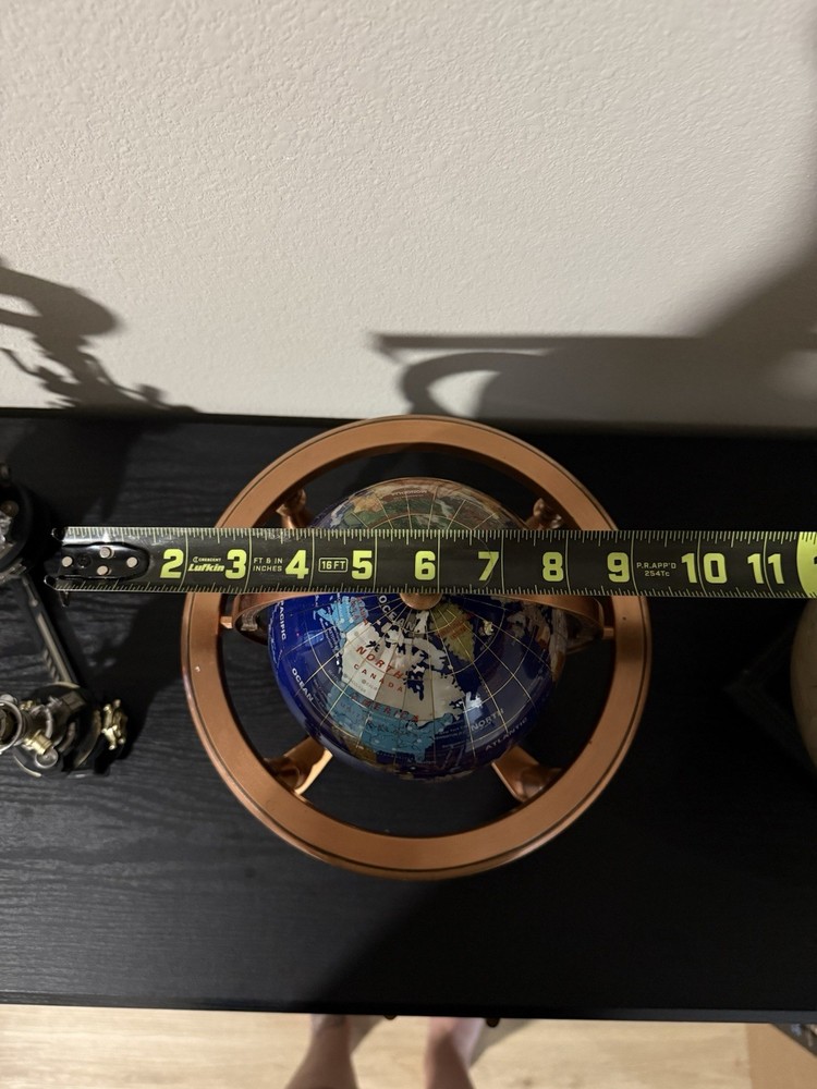 Gemstone Tabletop Globe 6” with Copper Colored Base and Compass(missing)
