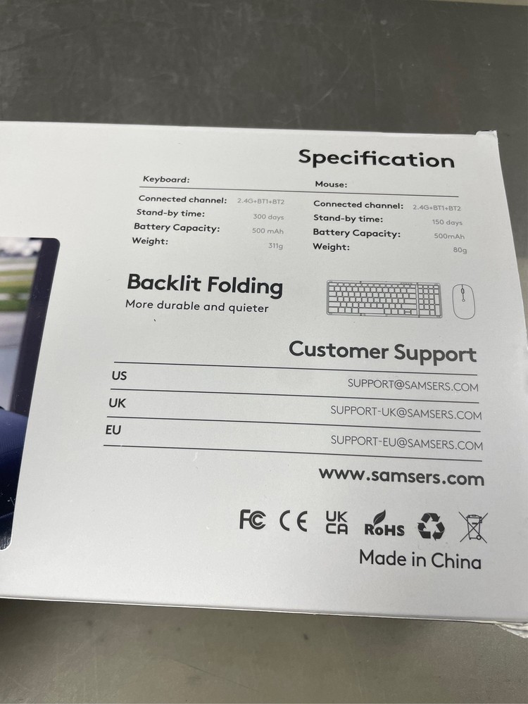 Samsers Foldable Keyboard and Mouse, Folding Bluetooth Keyboard Mouse Combo with