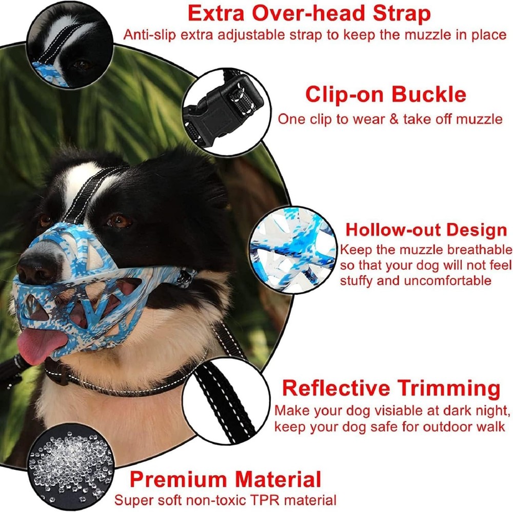 Dog Muzzle for Small, Medium, Large and Extra Large Dogs, Allows Panting and ...