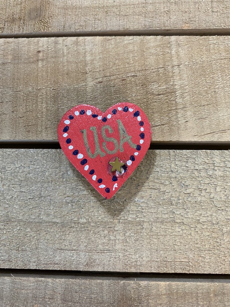 Small Red Heart Handmade USA Magnet