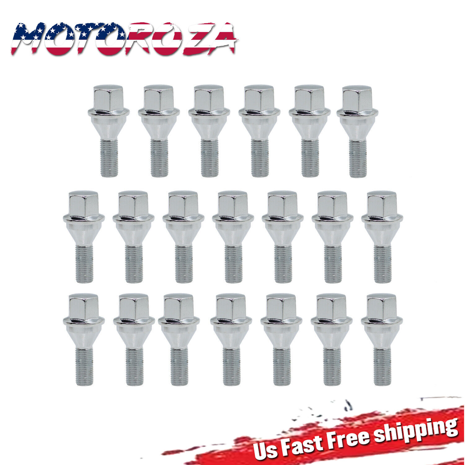 20pcs M12x1.25 Wheel Lug Bolts For Jeep Cherokee Compass Chrysler 200 Dodge Dart