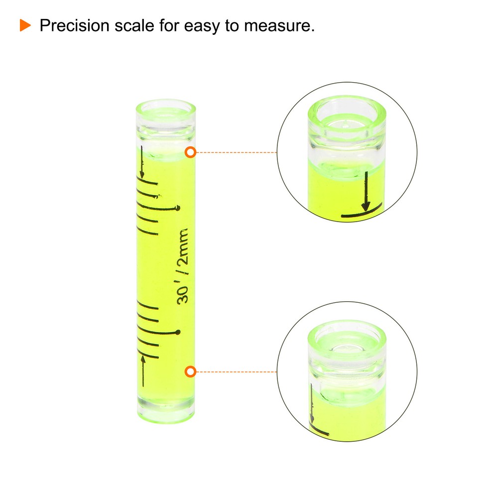 6pcs Small Cylindrical Bubble Level Vials 9x50mm Levels Measuring Tools