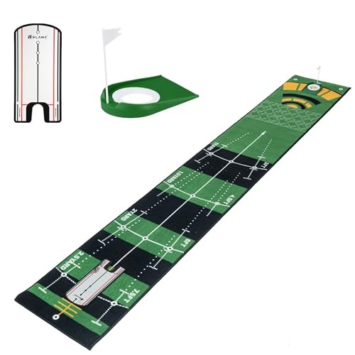 Golf Putting Practice Mat Set with Alignment Mirror & Upgraded Putting Mat