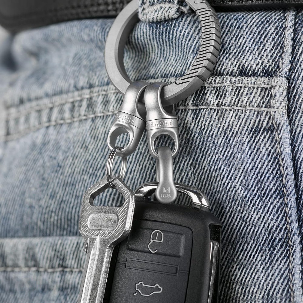 TISUR Swivel Key Ring Clips for Keychains, Medium, With D Ring-matte