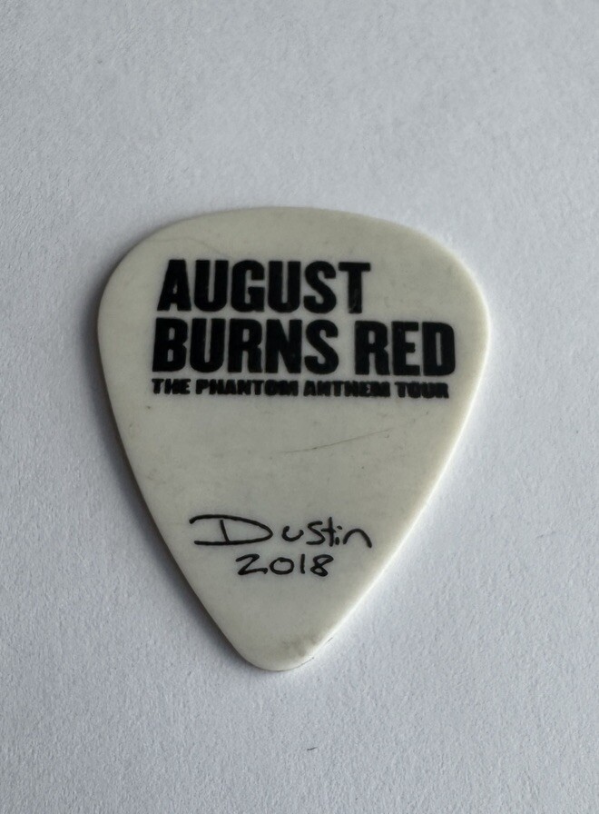 August Burns Red Dustin Davidson Tour Issued Guitar Pick Plectrum Stage Played