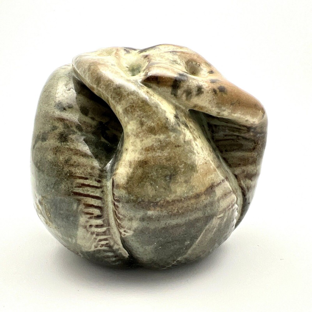 Studio Art Alter Temple Fruit Ceramic Pottery Green Tan
