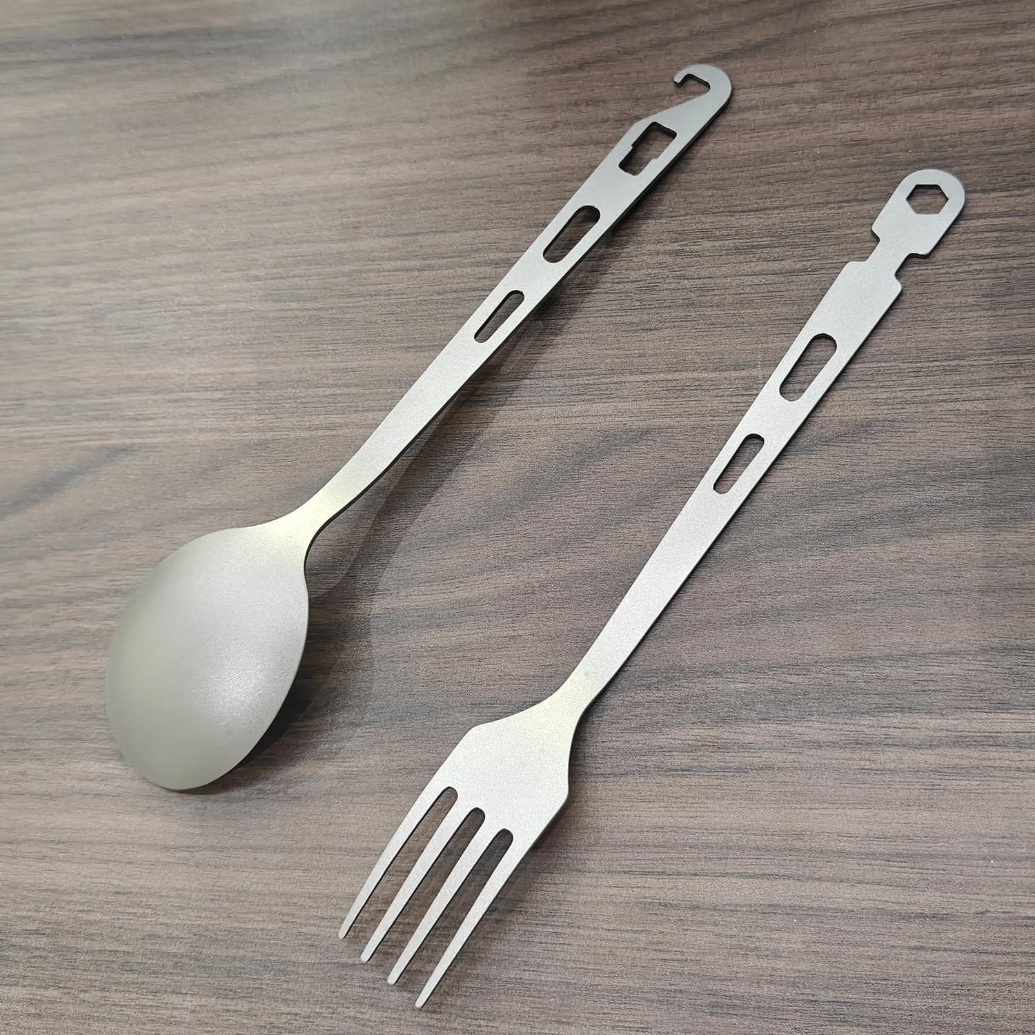 Titanium Fork Spoon Knife Set - Camping Tongs | Ultralight Backpacking Utensils,