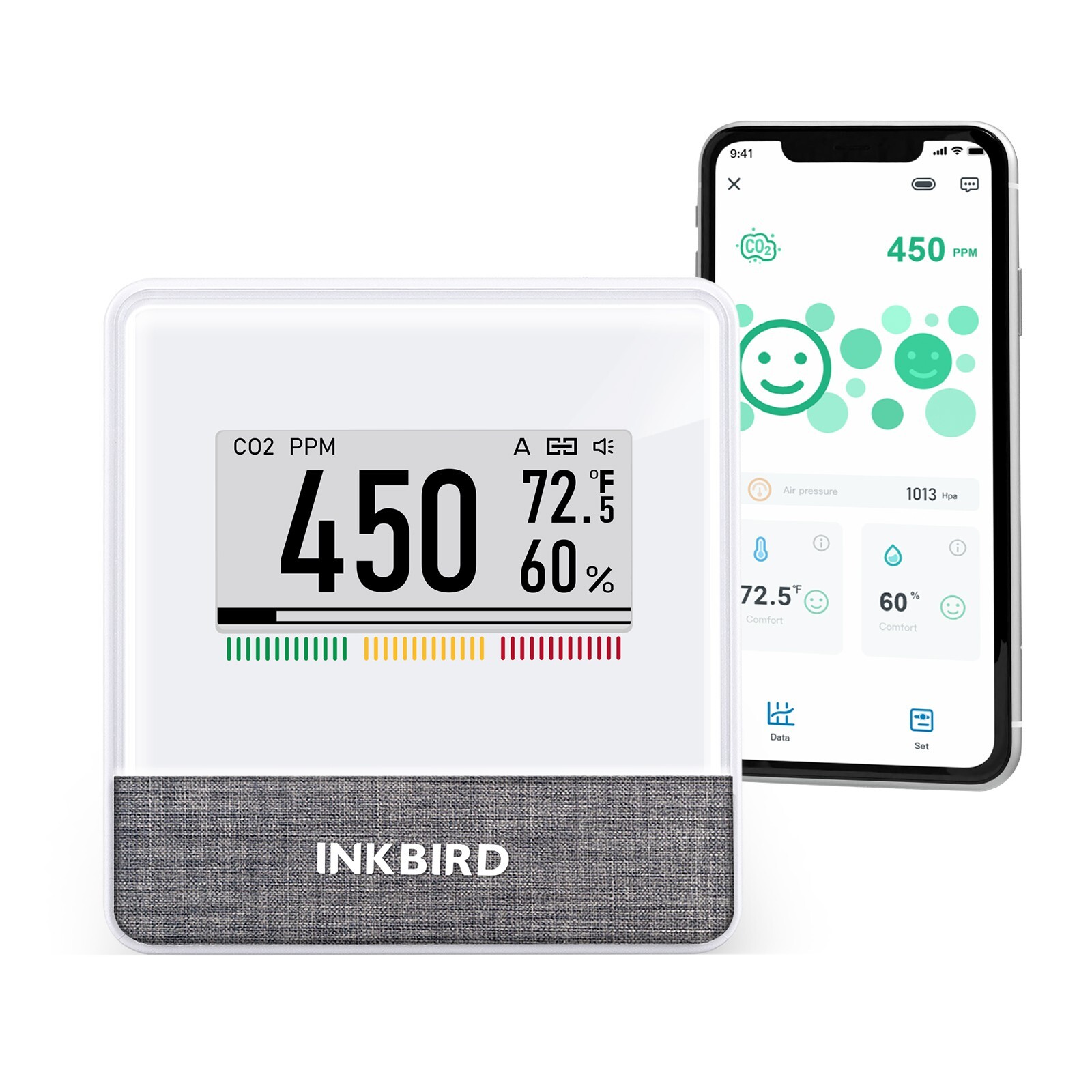 Wireless Indoor Air Quality Monitor INKBIRD IAM-T1 Electronic Ink Display NDIR