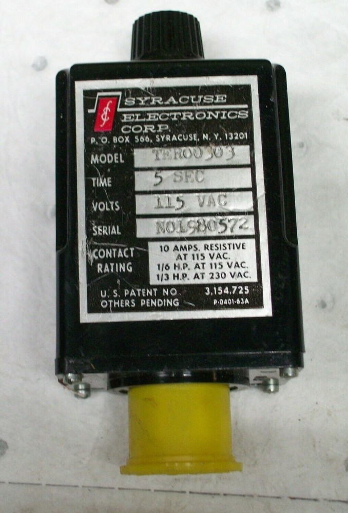NEW SYRACUSE TER00303 5-SECOND TIMER / RELAY 115VAC