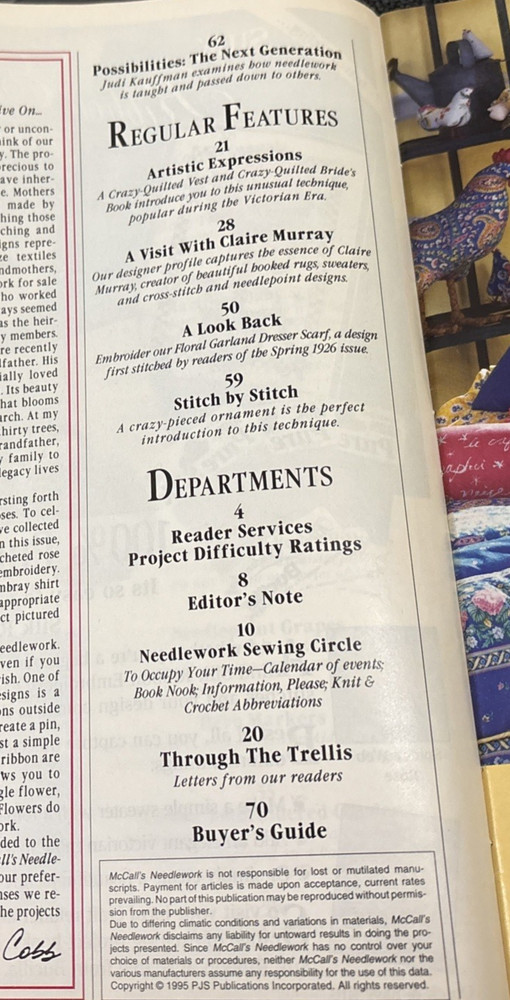 Vtg Rare McCall's Needlework August 1995 Pattern bk