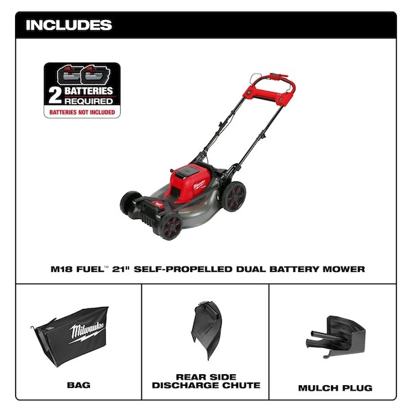Milwaukee Tool 2823-20 M18 21" Self-Propelled Dual Battery Mower