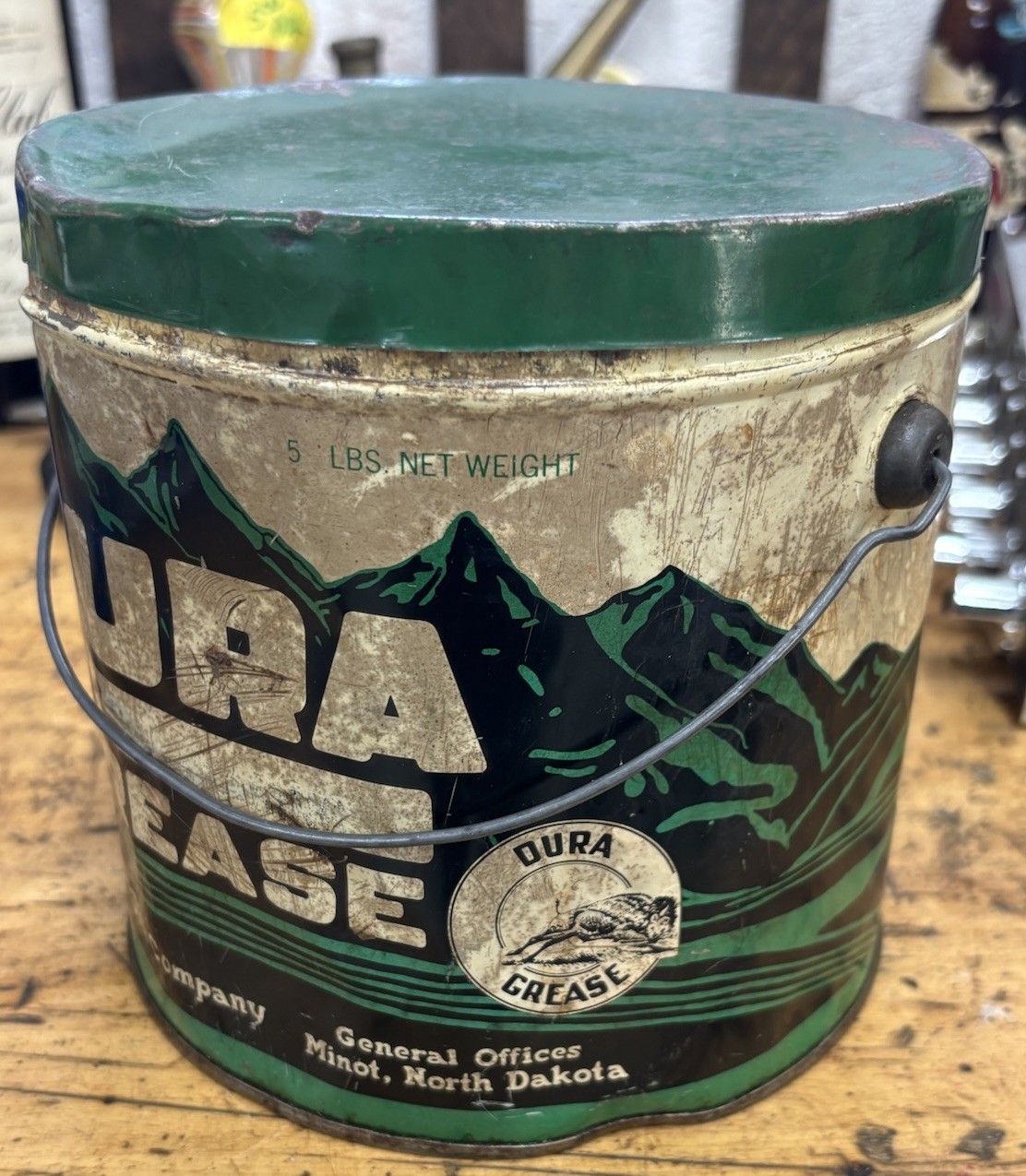 Westland Oil Company dura grease tin pail Minot North Dakota Can Vintage
