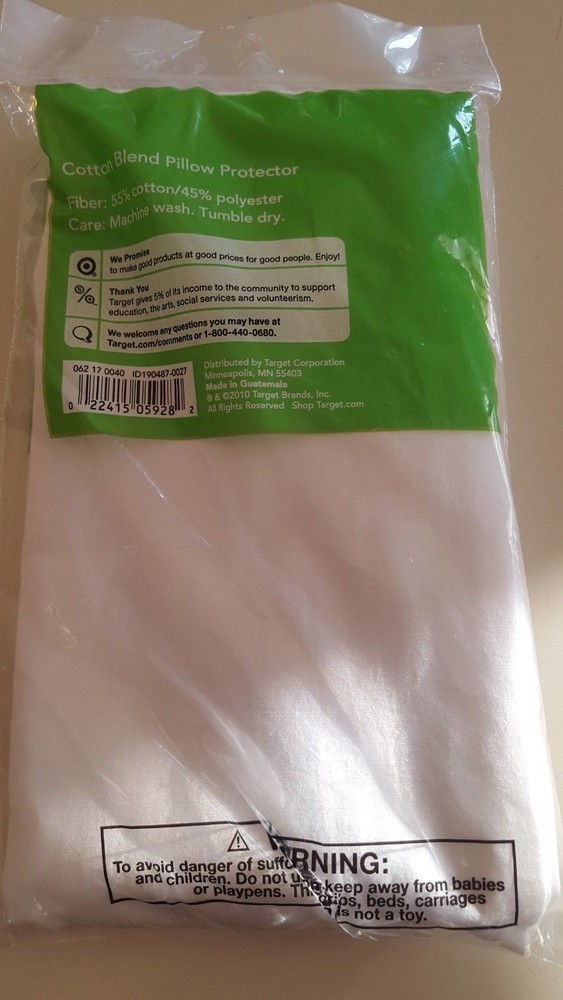 NEW COTTON BLEND PILLOW PROTECTOR STANDARD QUEEN SIZE IN WHITE