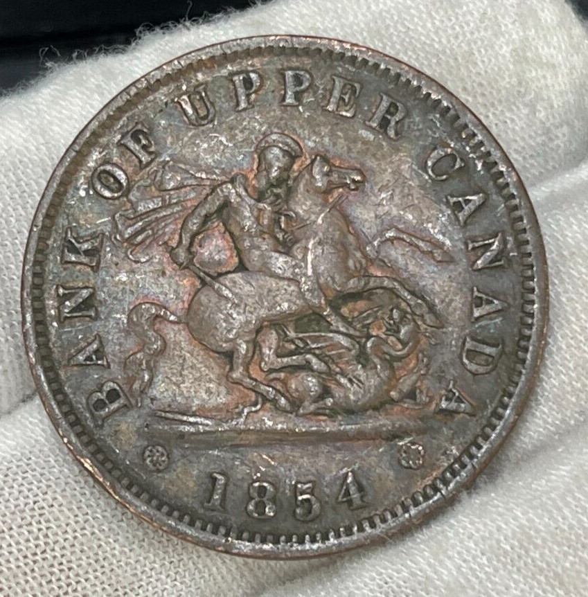 1854 Upper Canada One Penny Coin Great Condition