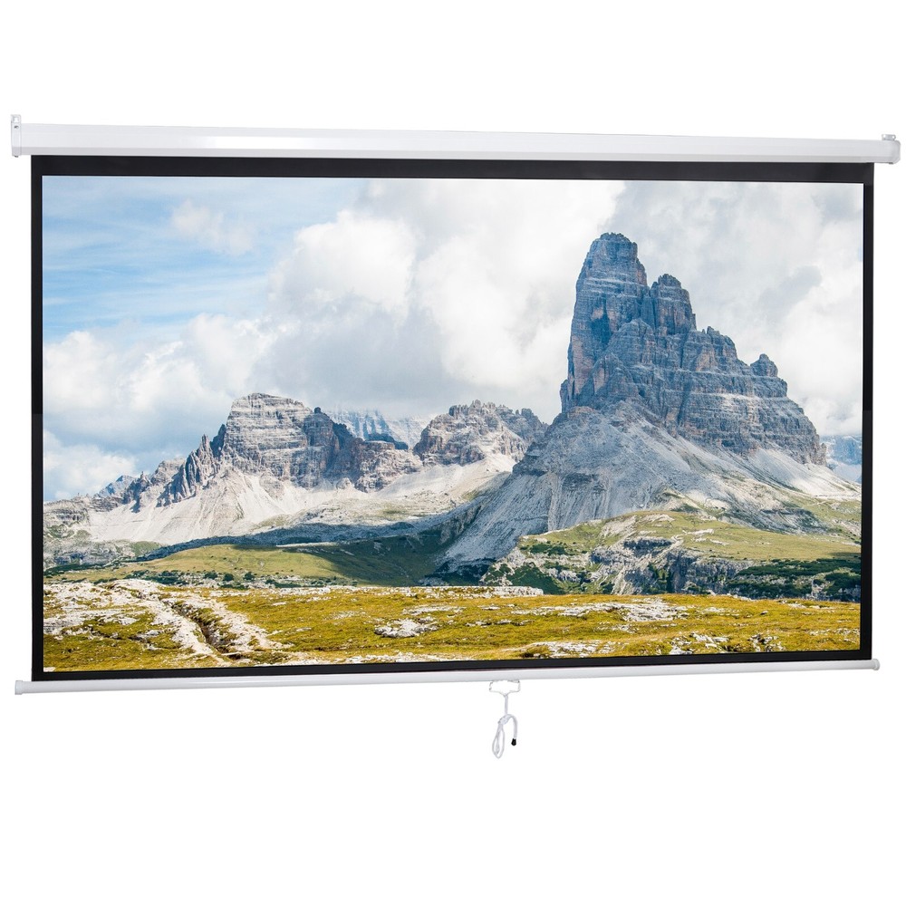 Projector Screen 100'' 16:9 HD Manual Pull Down Projection Screen for Home Use