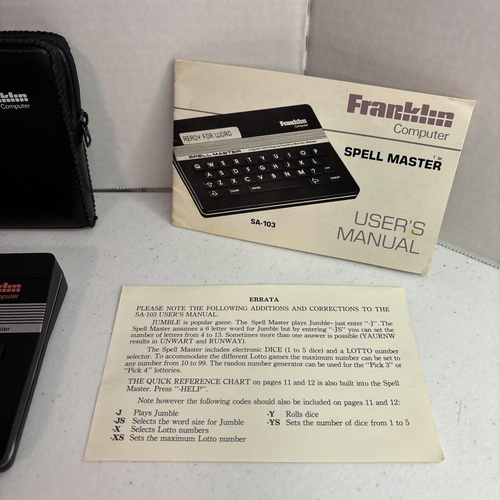 Franklin Computer Spelling Master SA-103 TESTED WORKS