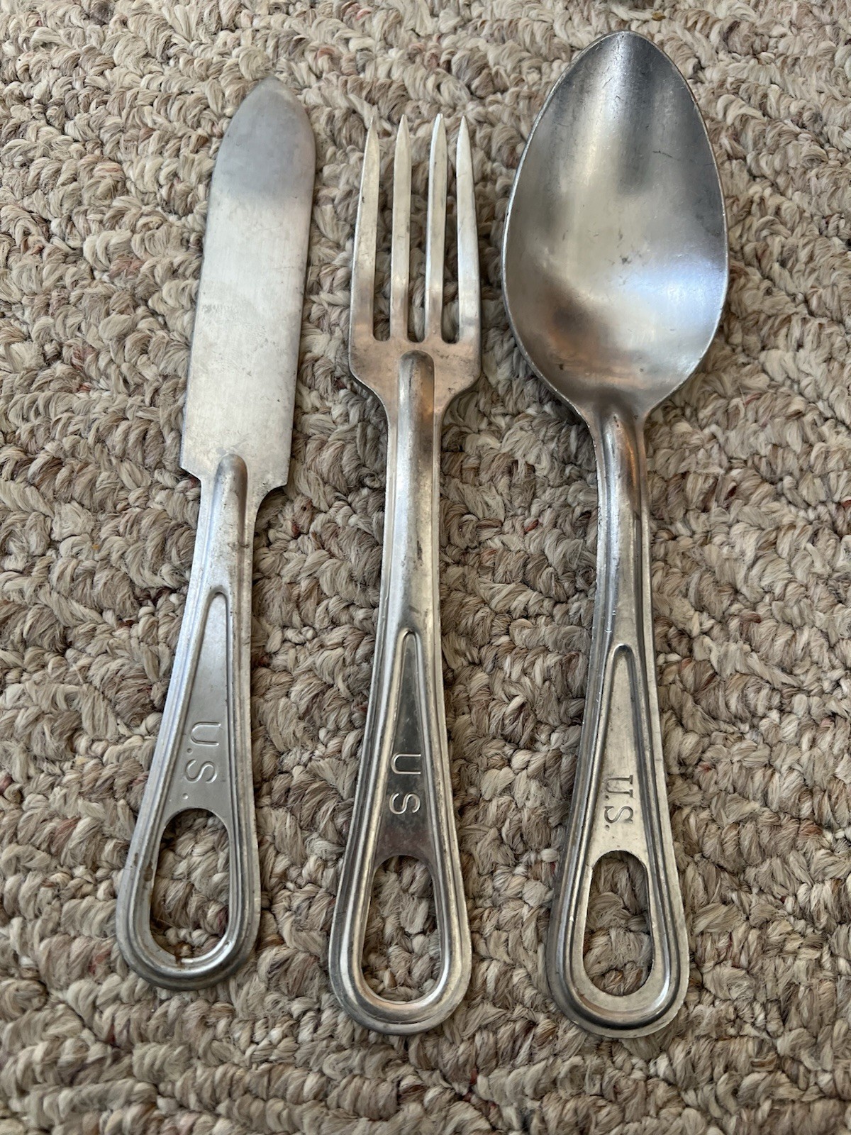 Set Of 4 Vintage U.S. Military Mess Kit Utensil Sets - Knife, Fork, Spoon