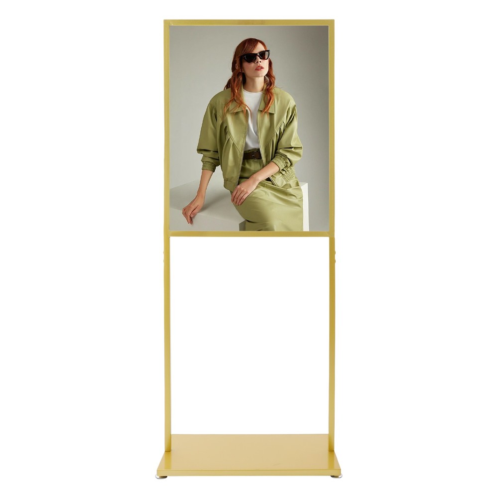 Metal Poster Stand 30lbs-Load Advertising Display Stand Gold Rectangular Stand