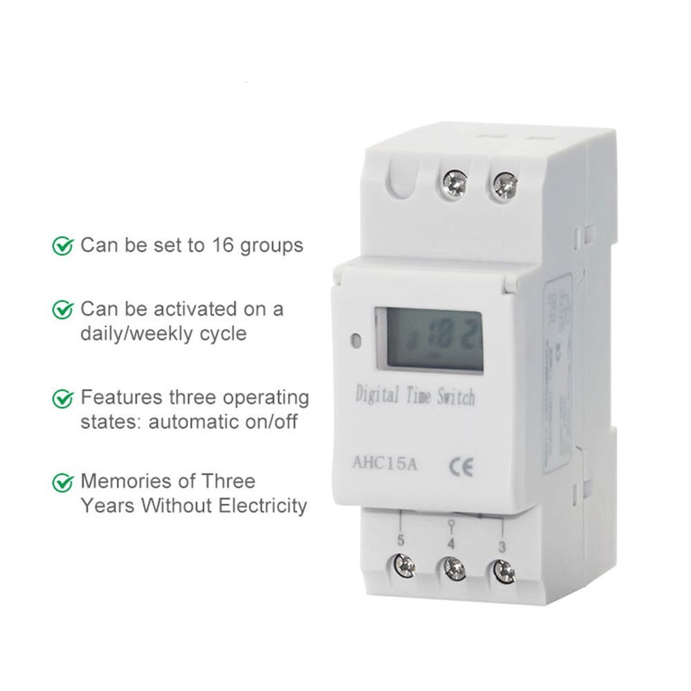 Digital LCD Programmable Weekly Timer 220V 30A Time Relay Switch Din Rail Mount