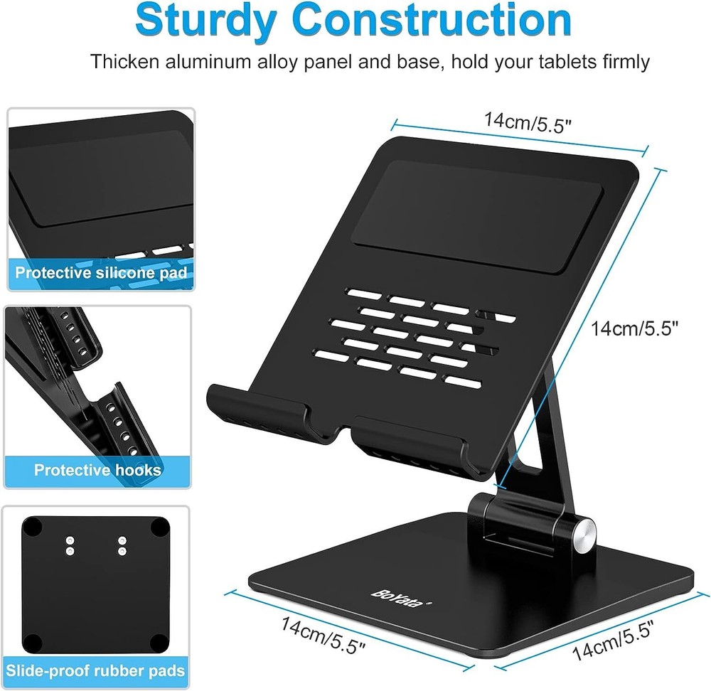 Tablet Stand Aluminum Adjustable Tablet Holder Foldable Desktop Stand iPad Mini