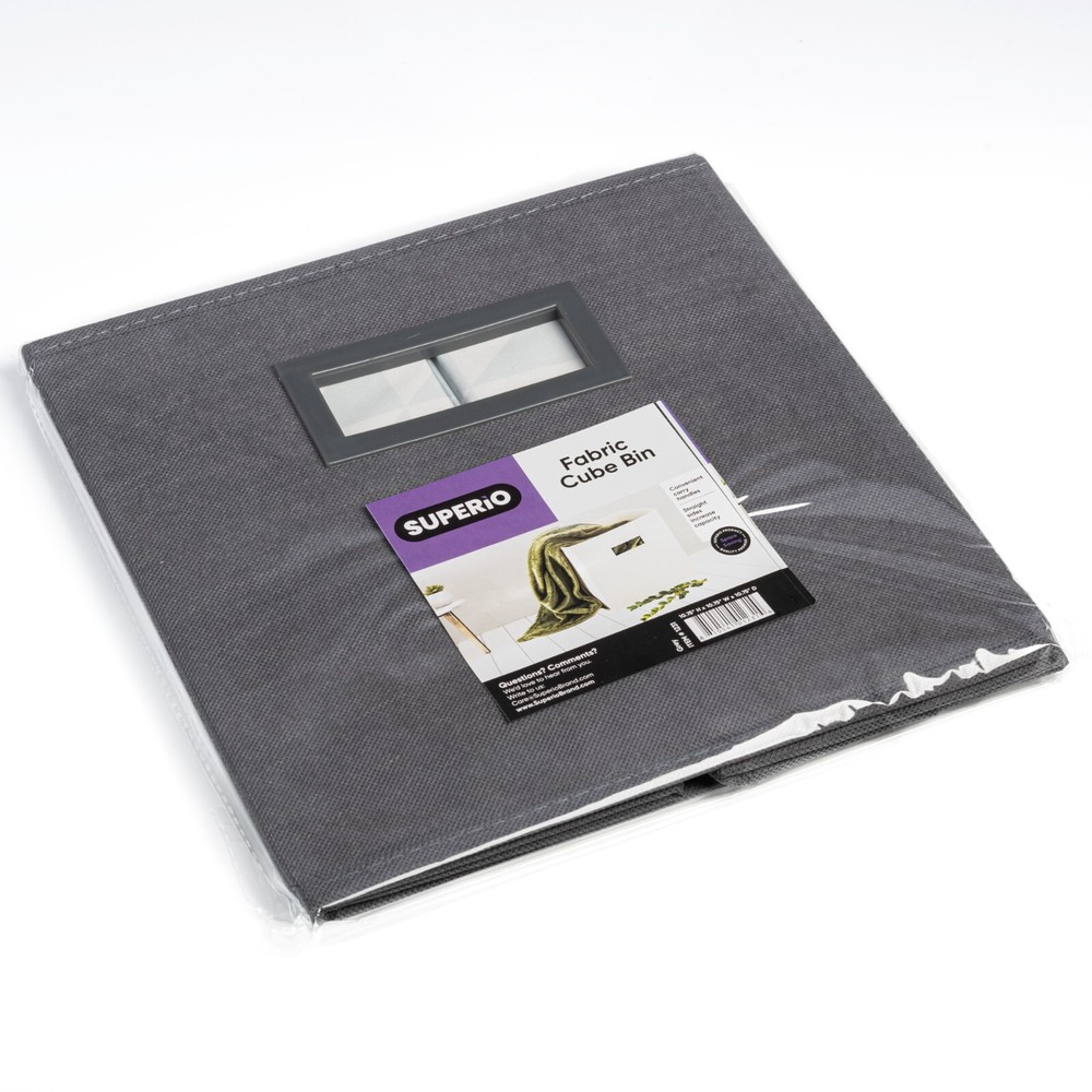 Superio Fabric Organizing Bin, 11" Grey Fabric Cube 2-Pack