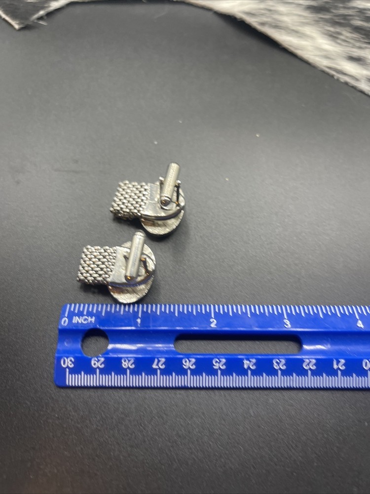 Vintage Cufflinks Wrap Around Silvertone #Q52