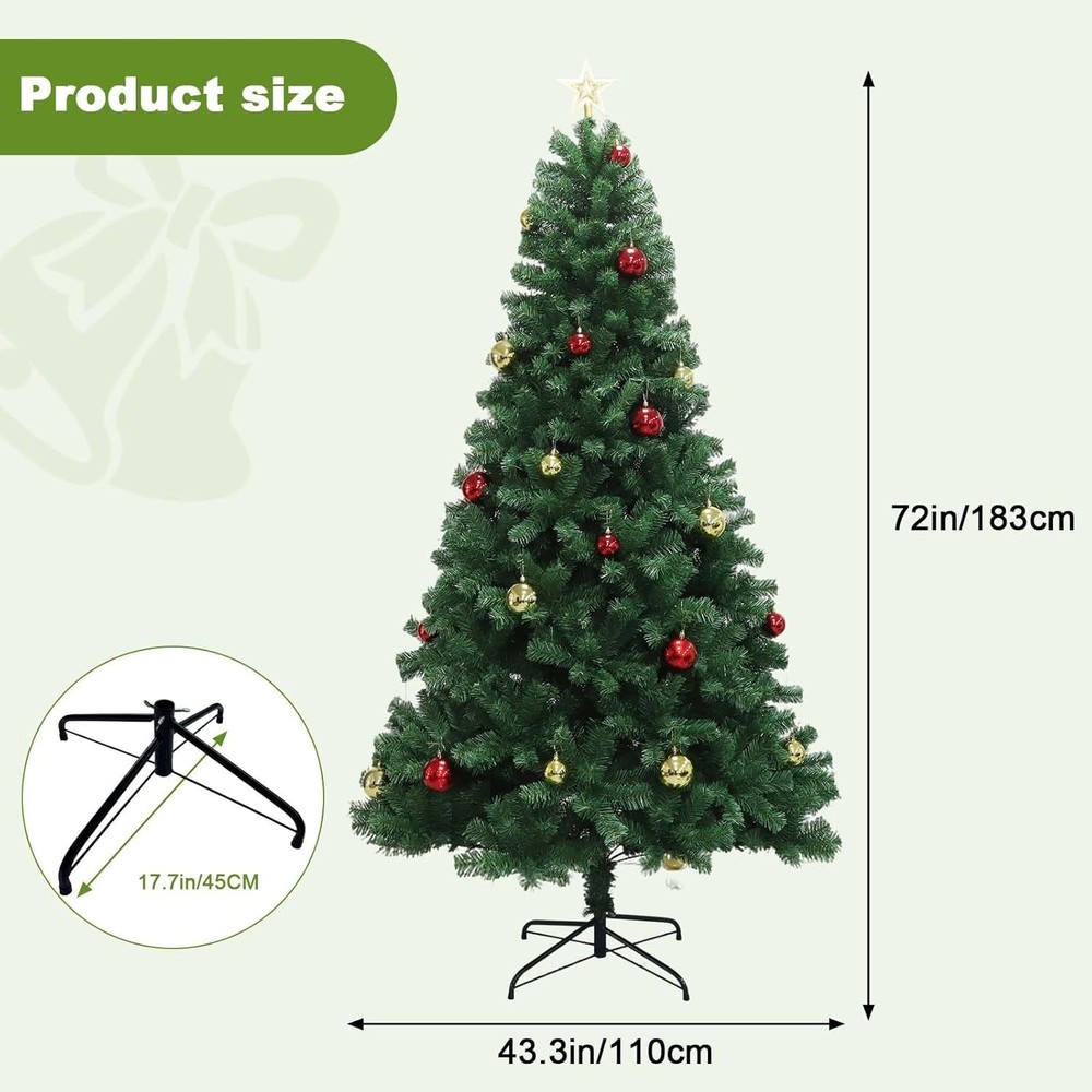 6/7FT Artificial Pre-Lit Christmas Tree Premium Hinged Lighted Pine Holiday Tree