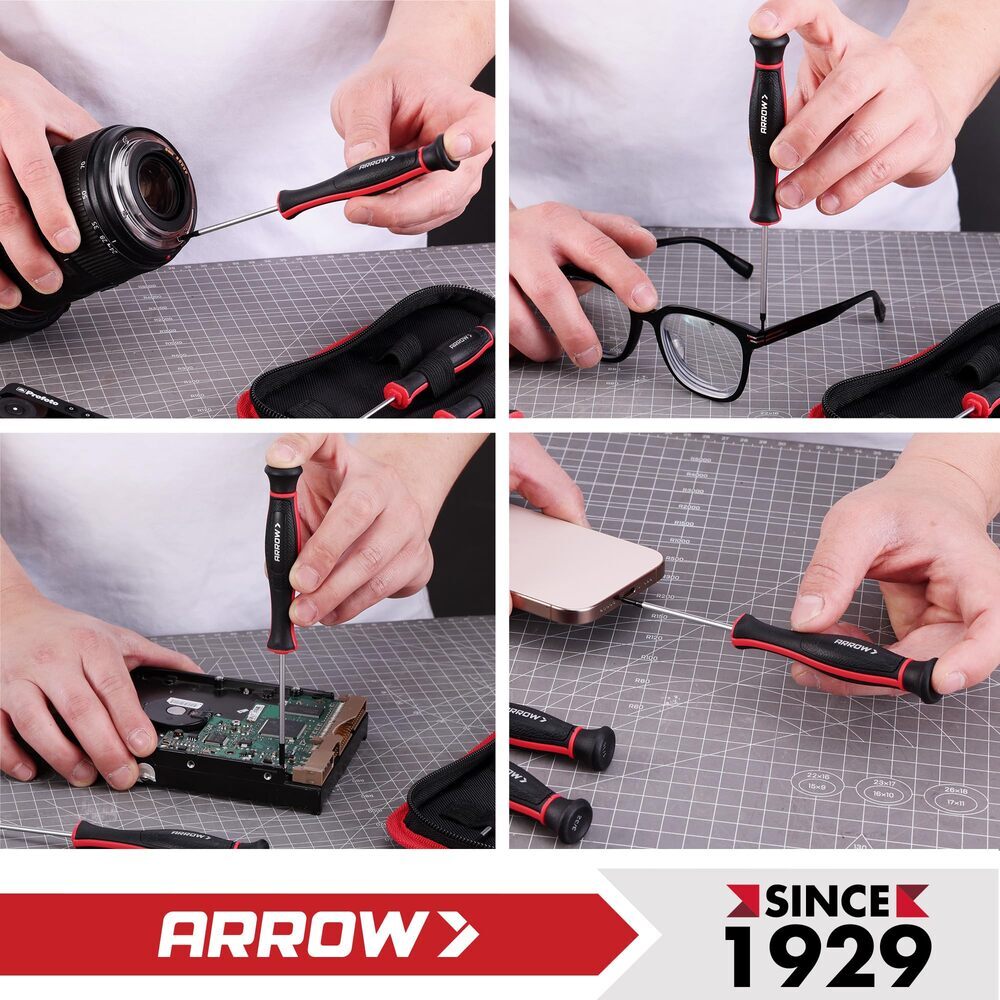 ARROW 5PCS Magnetic Precision Screwdriver Set Phillips Slotted Mini Screw Driver