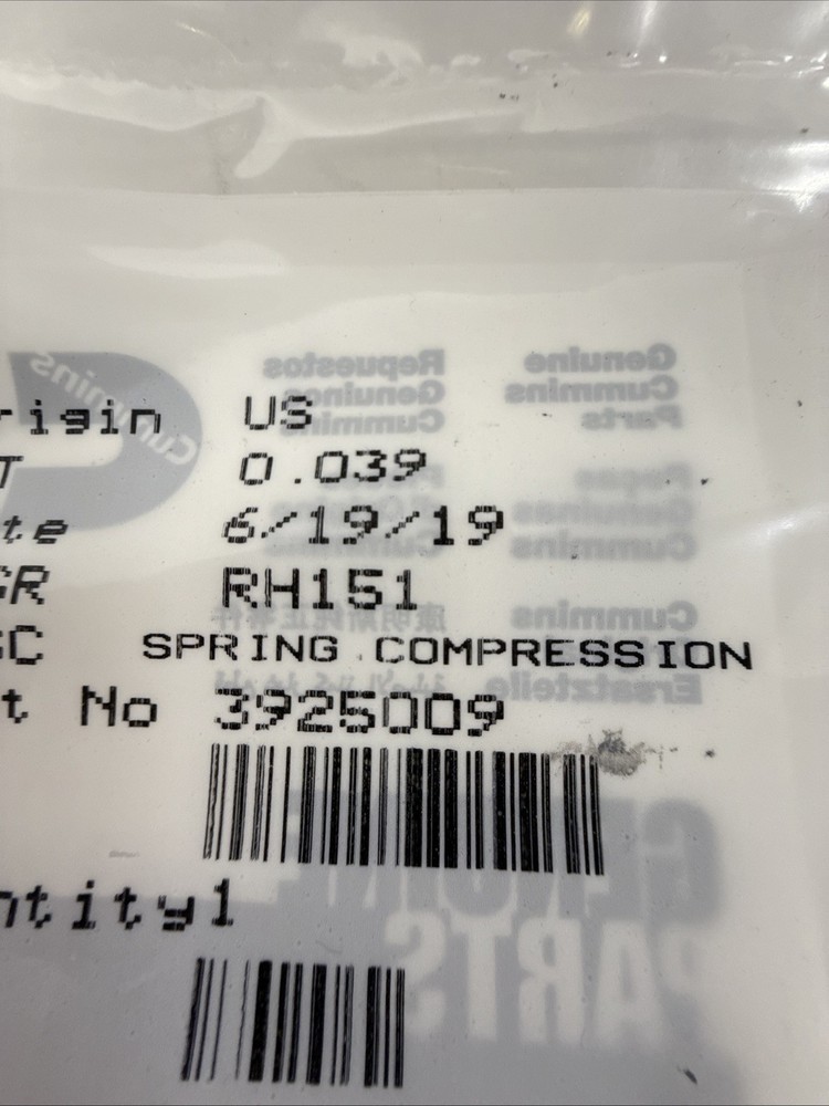 Cummins 3925009 Compression Spring