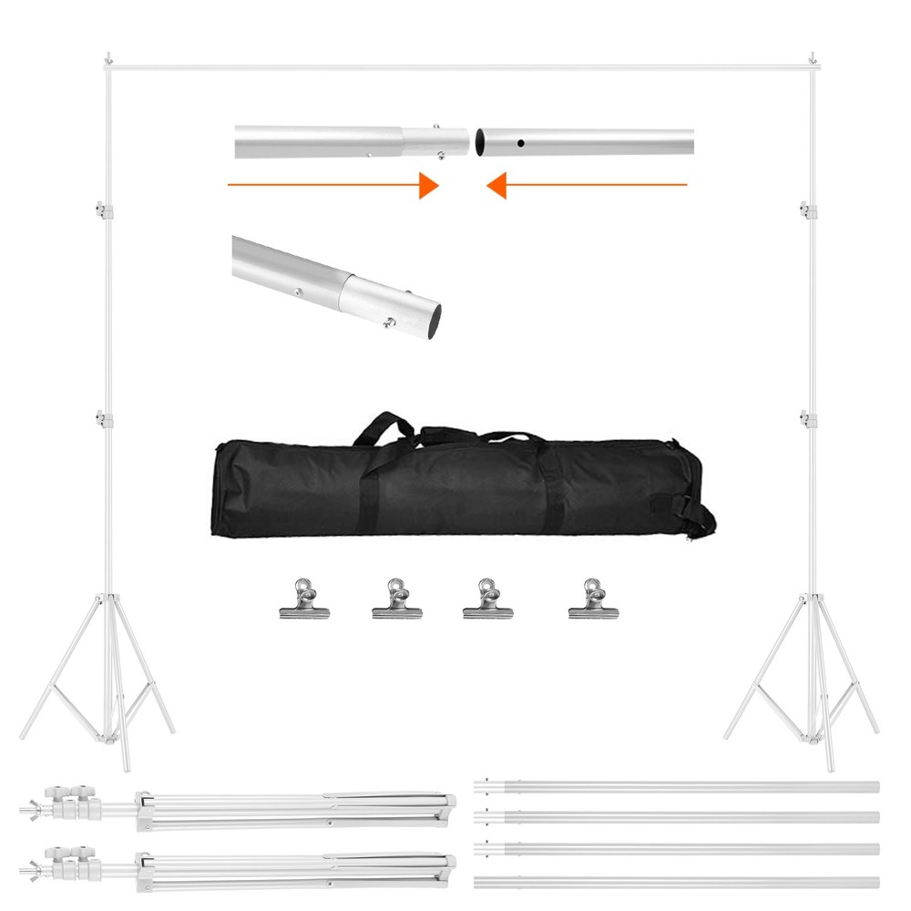 Heavy Duty Adjustable Photo Video Studio Backdrop Support Stand Set