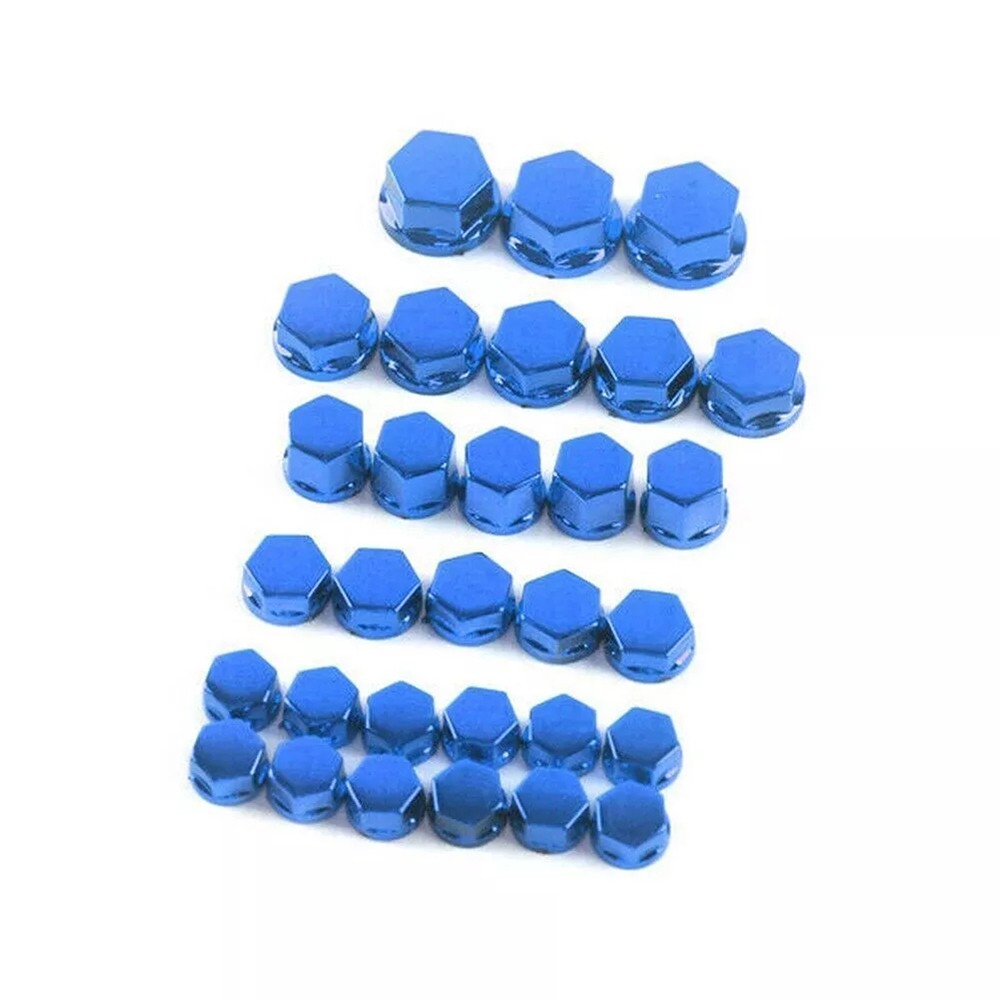 30-Piece Plastic Plating Screw Cap Set in Blue, 4 Sizes for Hardware Projects