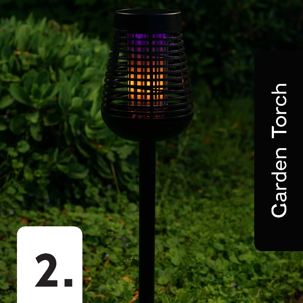 Solar Insect Killer Torch with LED Flame Effect, Black Torch
