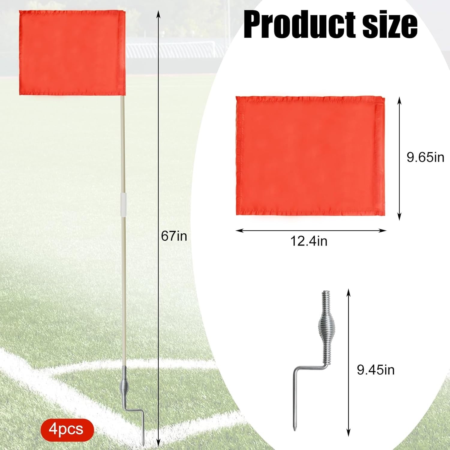SAWHOX Soccer Corner Flags Set of 4 – 67" Portable Field Flags