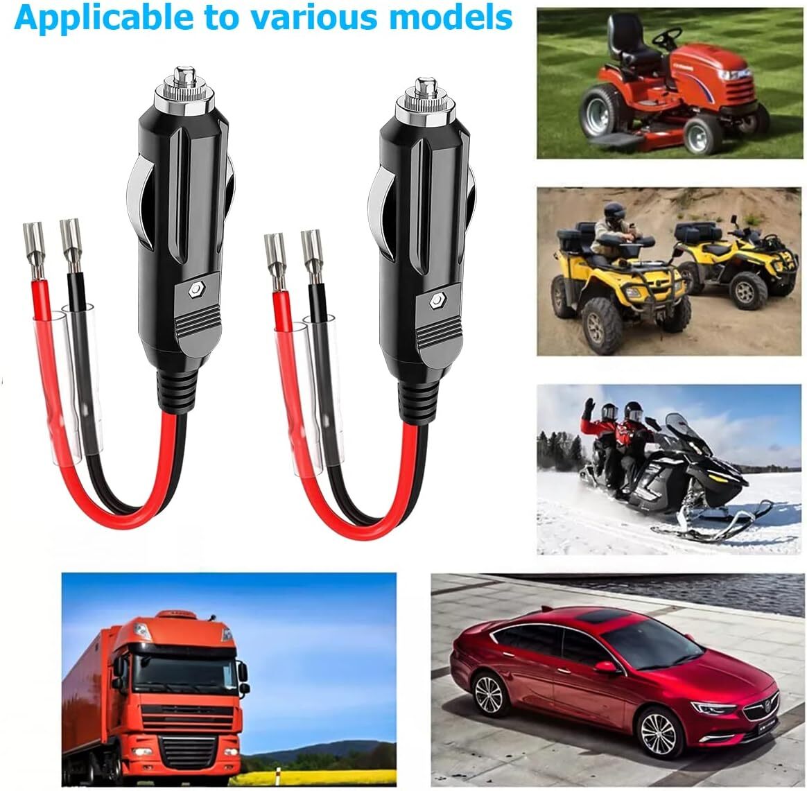 Lot 12V Fused LED Light Cigarette Lighter Male Plug Replacement Adapter w/ Leads