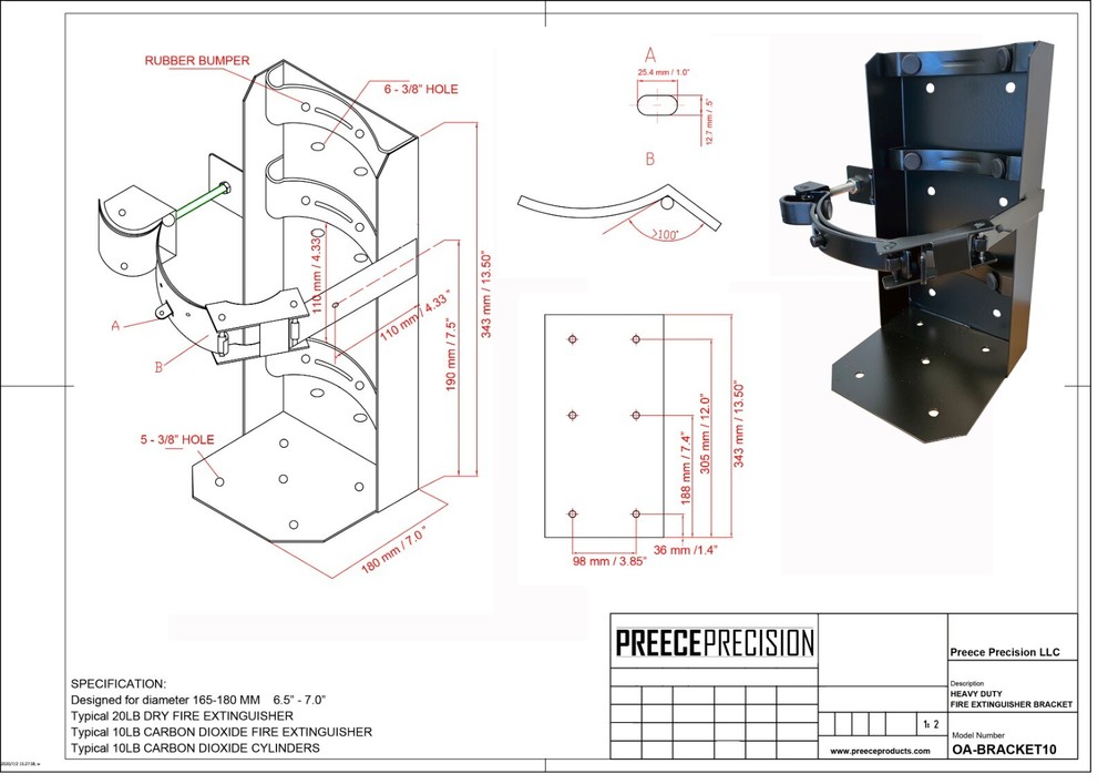 20 LB Fire Extinguisher Bracket Universal for AMEREX 810