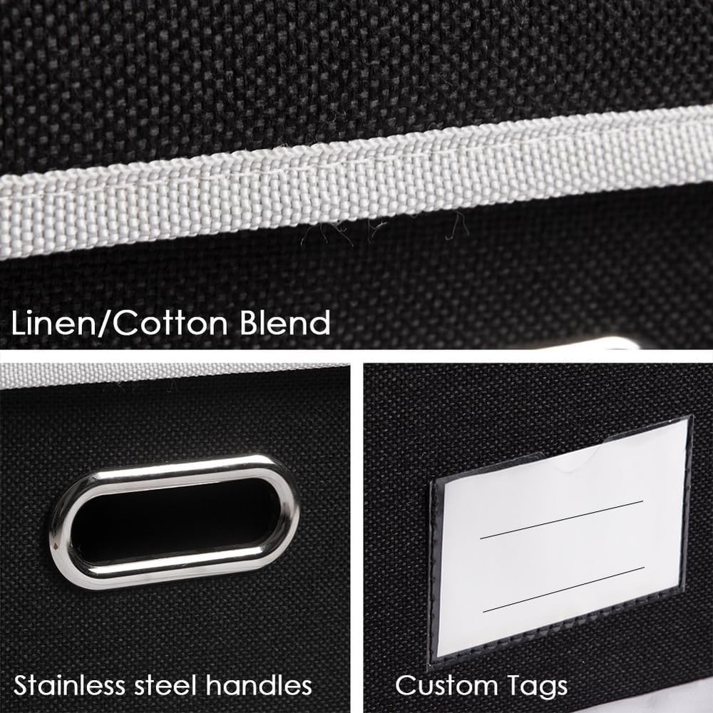 Large Foldable Storage Boxes W/ Lids [3-Pack] Fabric Collapsible Storage Bins
