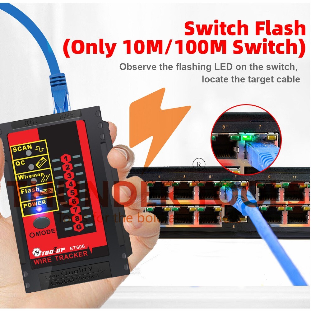Thunder Tools ET606 Cable Port Tester Handheld Network Cable Tester Cable