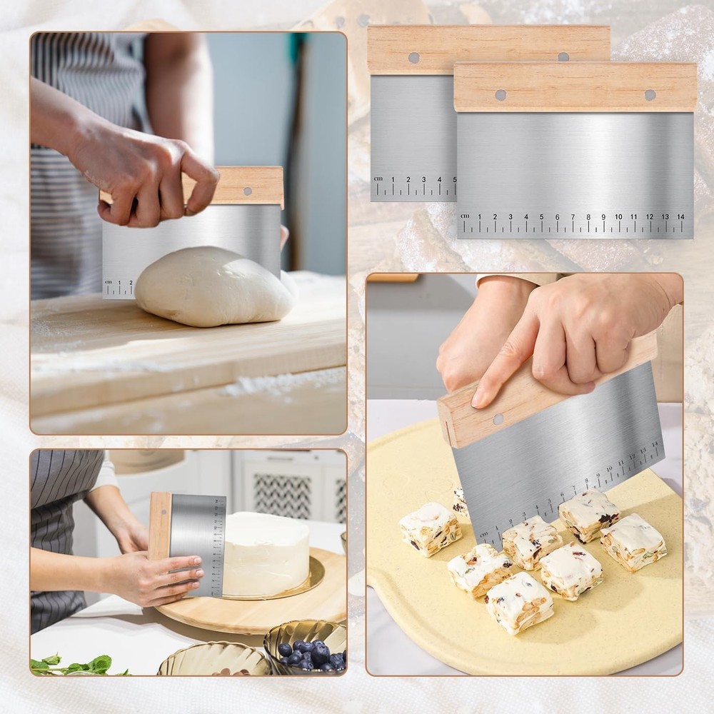 5 Pcs Bench Scraper, Bench scraper kitchen 2 Pcs Stainless Steel Dough Scrape...