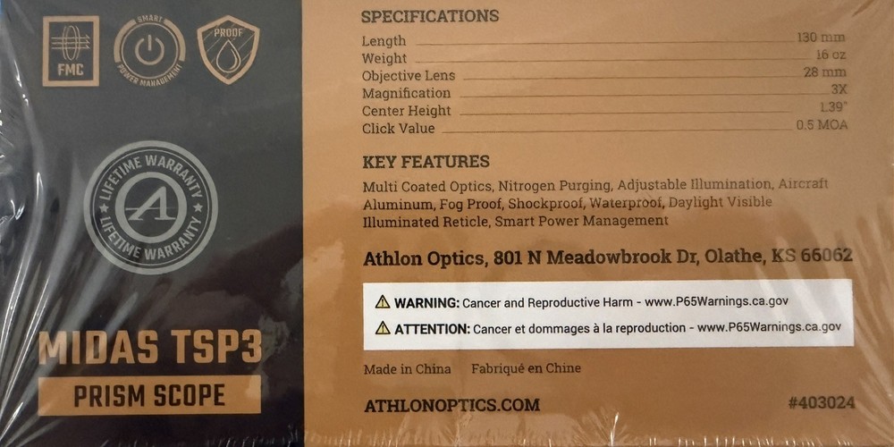 Athlon Midas TSP3 Prism Scope