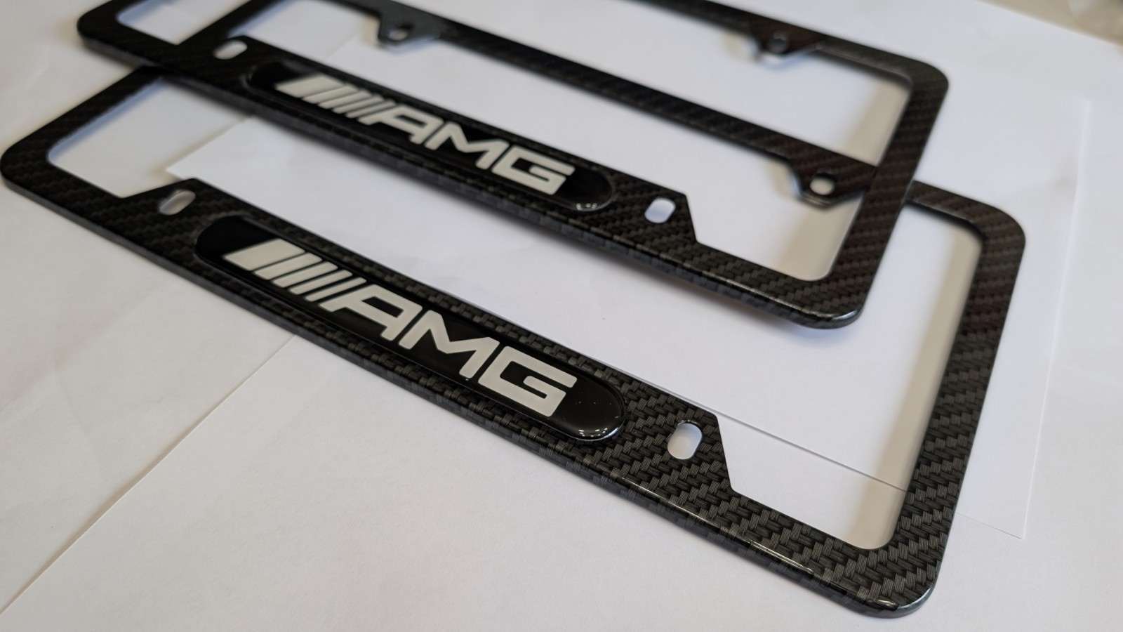 Mercedes AMG License Plate Frame (Carbon Fiber) - 2 Pc Set For Amg Mercedes Car