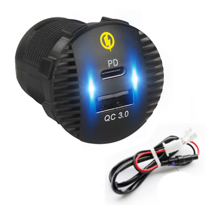 Car Fast Charging PD USB Type C Power Charger Adapter Socket Outlet Dual Port