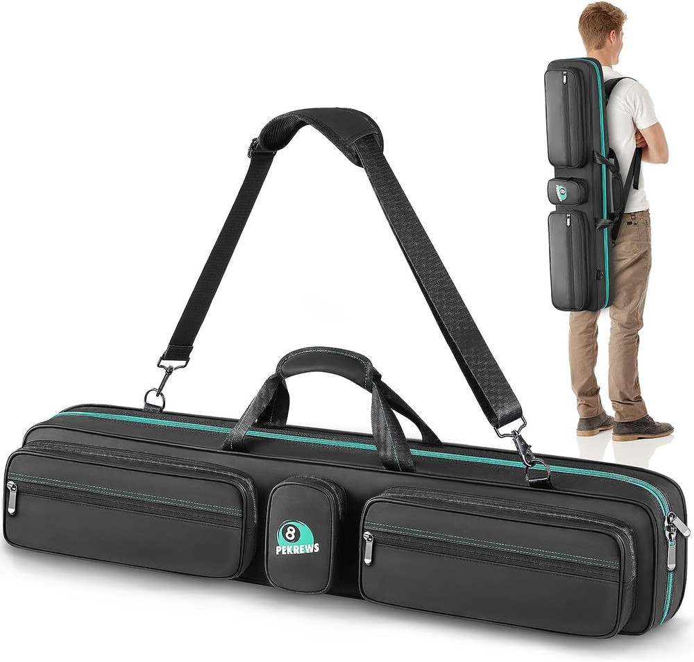 Pool Cue Case 4x4 Pool Stick Bag with Backpack Strap Soft Billiard Carrying Case