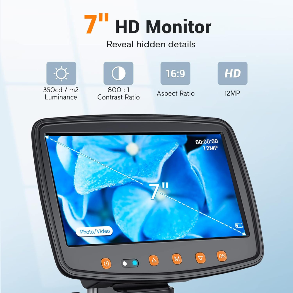 1500X Magnification Soldering Microscope with HDMI, 7" LCD Digital Microscope